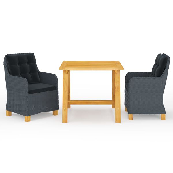 vidaXL 3 Piece Garden Dining Set Dark Grey