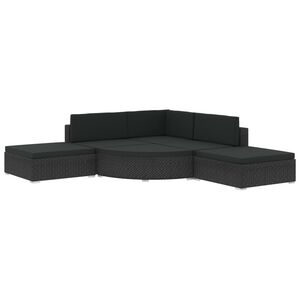 vidaXL 6 Piece Garden Lounge Set with Cushions Poly Rattan Black