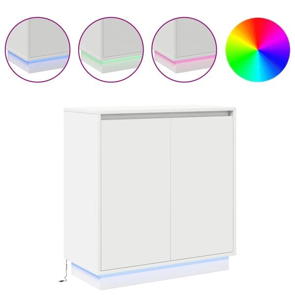 vidaXL LED Sideboard with Door White 71 x 34.5 x 75 cm Engineered Wood