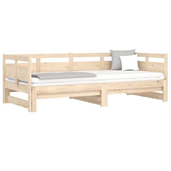 vidaXL Pull-out Day Bed without Mattress Solid Wood Pine 2x(90x190) cm