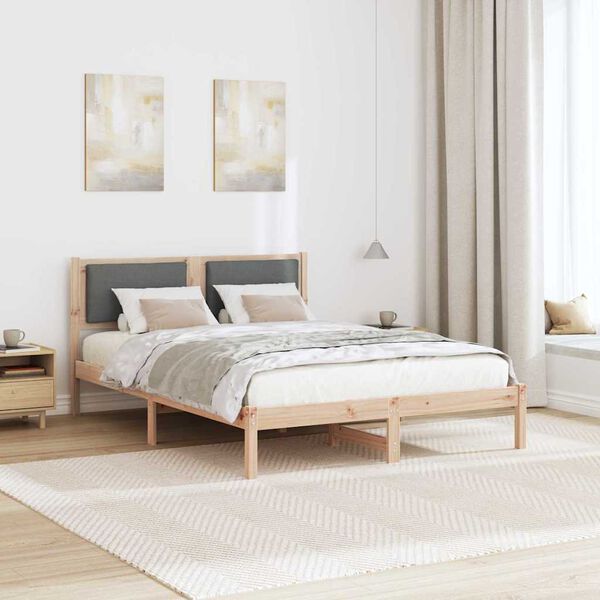 vidaXL Bed Frame with Headboard Dark Grey 150 x 200 cm Solid Pine Wood