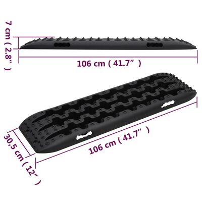 vidaXL Traction Boards 2 pcs Black 106x30.5x7 cm Nylon