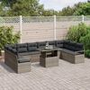 vidaXL Garden Sofa Set with Cushion 11 pcs Grey Poly Rattan