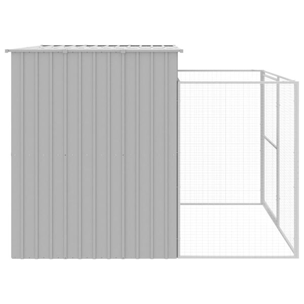 vidaXL Dog House with Run Light Grey 214x253x181 cm Galvanised Steel