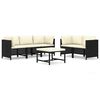 vidaXL 6 Piece Garden Lounge Set with Cushions Poly Rattan Black