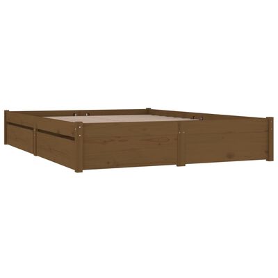 vidaXL Bed Frame with Drawers Honey Brown 150x200 cm King Size
