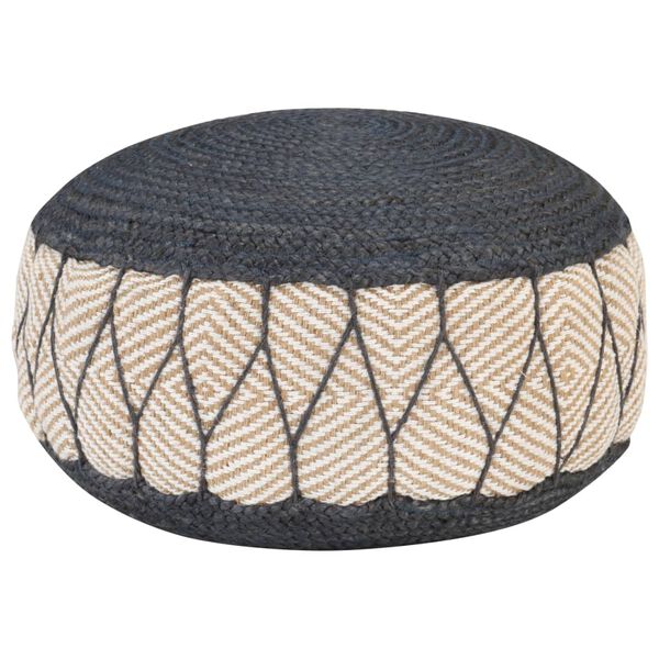 vidaXL Woven/Knitted Pouffe Jute Cotton 50x30 cm Blue
