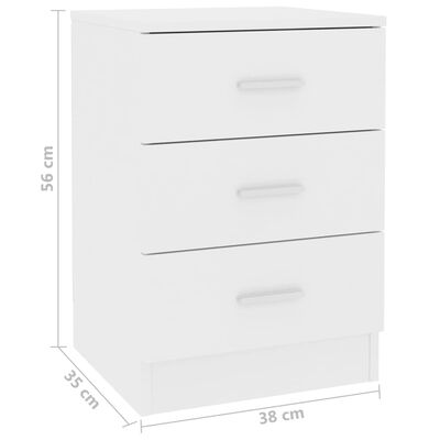 vidaXL Bedside Cabinets 2 pcs White 38x35x56 cm Engineered Wood