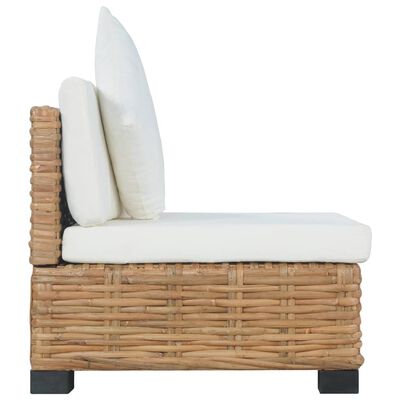 vidaXL Armless Sofa with Cushions Natural Rattan