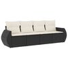 vidaXL 4 Piece Garden Sofa Set with Cushions Black Poly Rattan