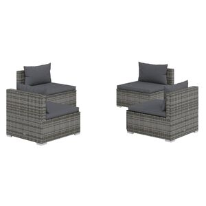 vidaXL 4 Piece Garden Lounge Set with Cushions Poly Rattan Grey