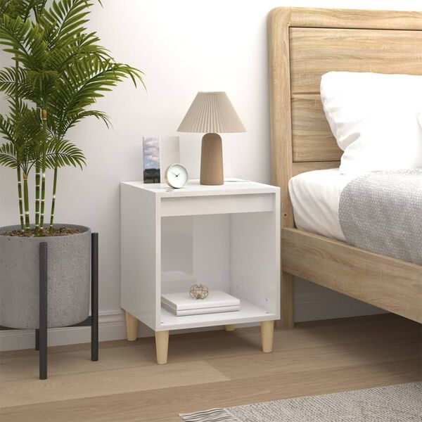 vidaXL Bedside Cabinets 2 pcs High Gloss White 40x35x50 cm