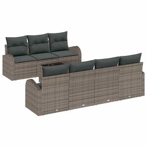 vidaXL Garden Sofa Set 8 pcs 7-Seater Grey Poly Rattan