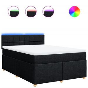 vidaXL Box Spring Bed with Mattress Black Queen Fabric