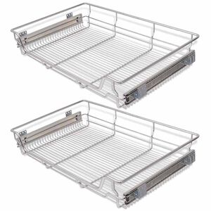 vidaXL Pull-Out Wire Baskets 2 pcs Silver 800 mm