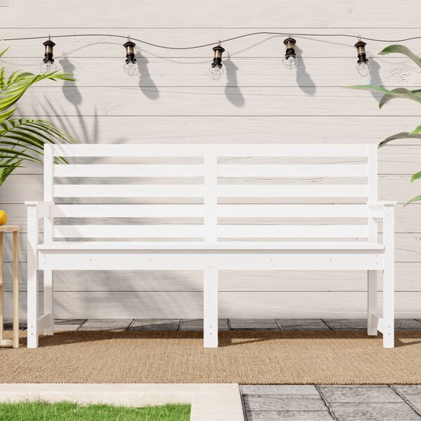 vidaXL Garden Bench White 159.5x48x91.5 cm Solid Wood Pine