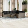 vidaXL 10 Piece Garden Sofa Set with Cushions Grey Poly Rattan