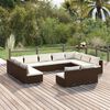 vidaXL 11 Piece Garden Lounge Set with Cushions Brown Poly Rattan