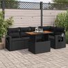 vidaXL 6 Piece Garden Sofa Set with Cushions Black Poly Rattan