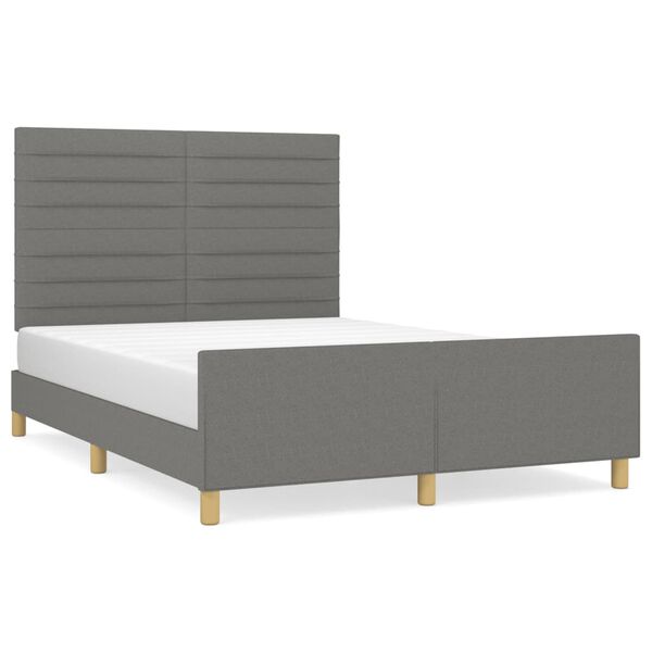 vidaXL Bed Frame without Mattress Dark Grey 137x187 cm Double Fabric