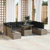 vidaXL Garden Sofa Set with Storage 10 pcs Grey Poly rattan