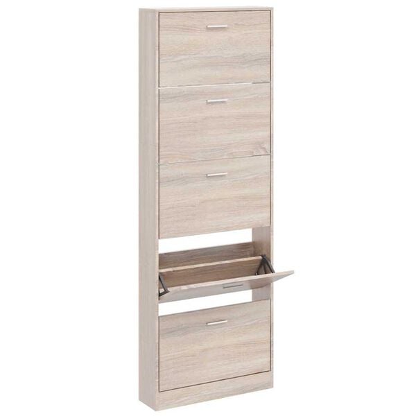 vidaXL Oak Look Wooden Shoe Cabinet with 5 Compartments