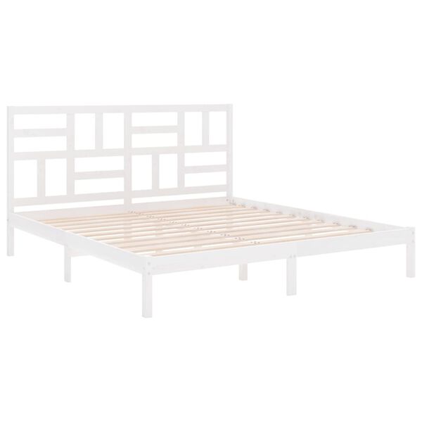 vidaXL Bed Frame without Mattress White Solid Wood 180x200 cm Super King