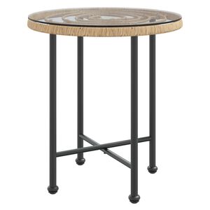 vidaXL Dining Table Ø50 cm Tempered Glass and Steel