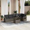 vidaXL 7 Piece Garden Sofa Set with Cushions Grey Poly Rattan