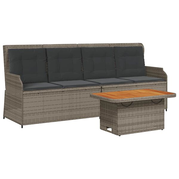 vidaXL 3 Piece Garden Lounge Set with Cushions Grey Poly Rattan