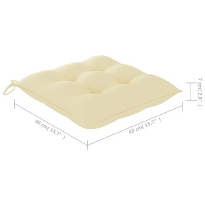vidaXL 3 Piece Bistro Set with Cream White Cushions Solid Teak Wood