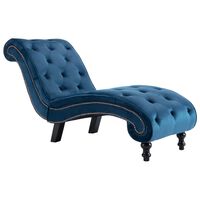 vidaXL Chaise Lounge Blue Velvet