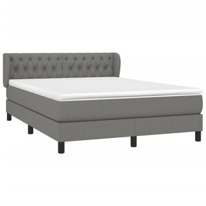 vidaXL Box Spring Bed with Mattress Dark Grey 137x187 cm Double Size Fabric