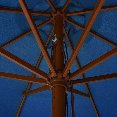 vidaXL Outdoor Parasol with Wooden Pole 330 cm Azure