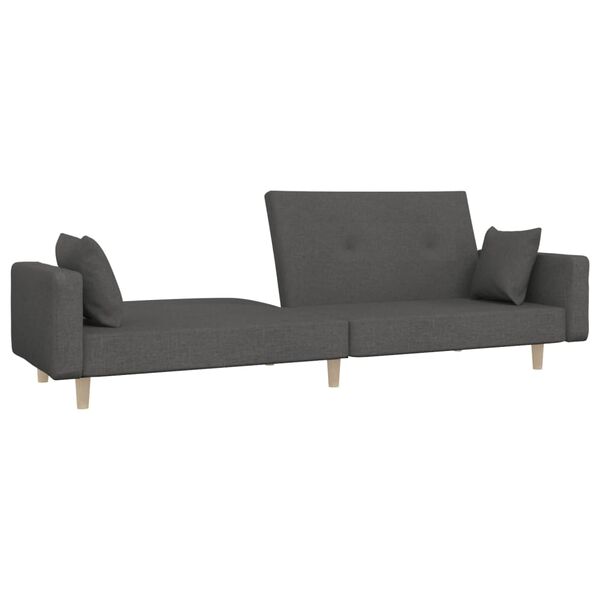 vidaXL 2-Seater Sofa Bed with Two Pillows Dark Grey Fabric