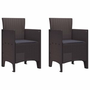 vidaXL Garden Chair 2 pcs Brown Polypropylene