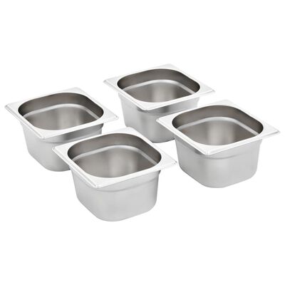 vidaXL Gastronorm Containers 12 pcs GN 1/6 100 mm Stainless Steel