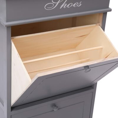 vidaXL Shoe Cabinet Grey 50x28x98 cm Paulownia Wood