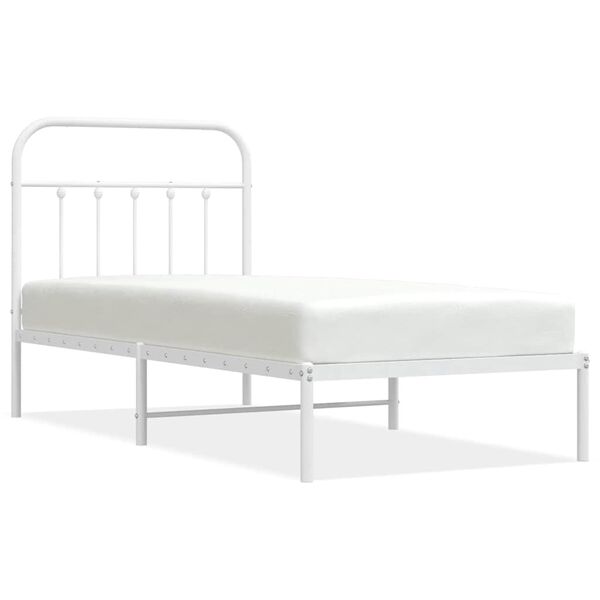 vidaXL Metal Bed Frame without Mattress with Headboard White 90x190cm