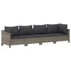 vidaXL 4 Piece Garden Lounge Set with Cushions Grey Poly Rattan