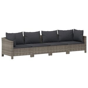 vidaXL 4 Piece Garden Lounge Set with Cushions Grey Poly Rattan