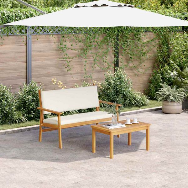 vidaXL Garden Bench with Cushion Cream White Solid Acacia Wood