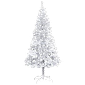 vidaXL Artificial Pre-lit Christmas Tree with Stand Silver 120 cm PET