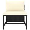 vidaXL Sectional Middle Sofa with Cushions Black Poly Rattan