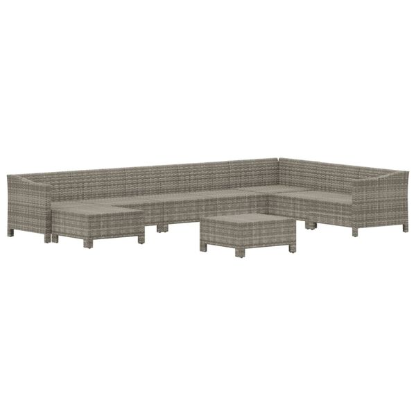 vidaXL 9 Piece Garden Lounge Set with Cushions Grey Poly Rattan