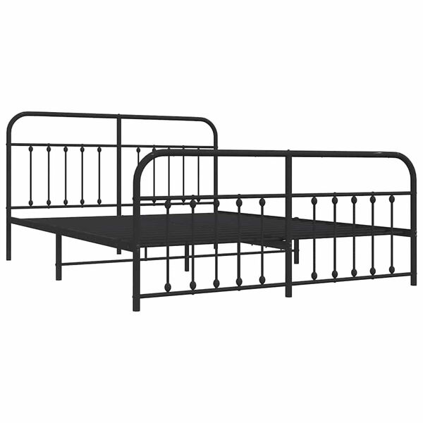 vidaXL Metal Bed Frame without Mattress with Footboard Black 180x200cm