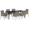 vidaXL Garden Dining Set with Cushion 7 pcs Grey Poly Rattan