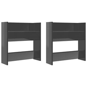 vidaXL Wall Shoe Cabinets 2 pcs High Gloss Grey 60x18x60 cm Engineered Wood