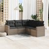 vidaXL 5 Piece Garden Sofa Set with Cushions Grey Poly Rattan