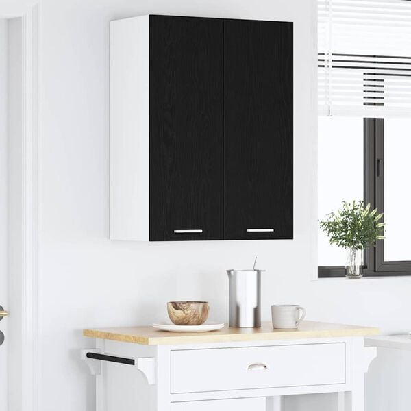 vidaXL Hanging Cabinet Black Oak 60 x 31 x 80 cm Engineered Wood